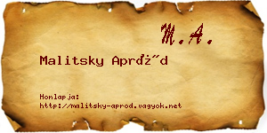 Malitsky Apród névjegykártya